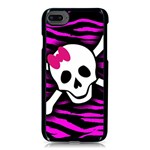 Pink Zebra Skull iPhone 8 Seamless Case (Black)