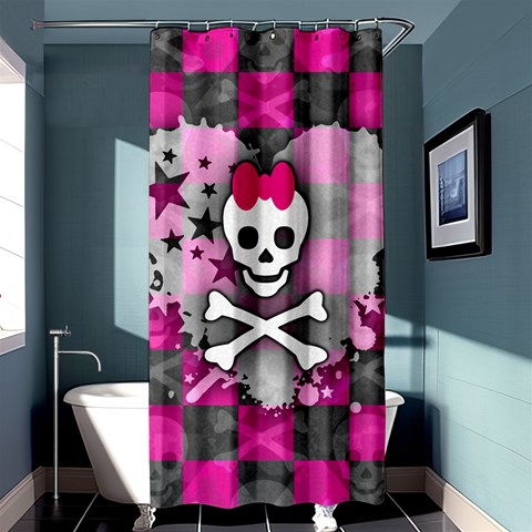 Princess Skull Heart Shower Curtain 36  x 72  (Stall) from ArtsNow.com Curtain(36 X72 ) - 33.26 x66.24  Curtain(36 X72 )