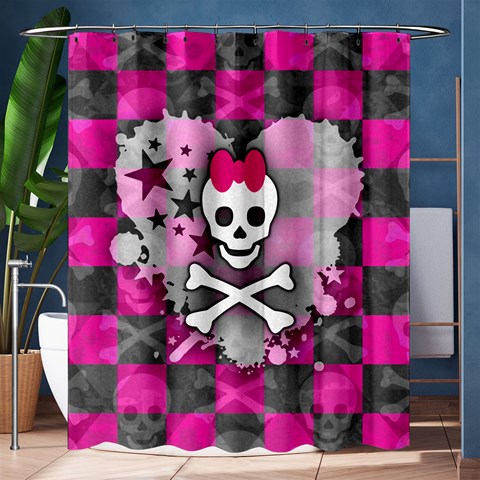 Princess Skull Heart Shower Curtain 60  x 72  (Medium) from ArtsNow.com 60 x72  Curtain