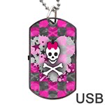 Princess Skull Heart Dog Tag USB Flash (One Side)