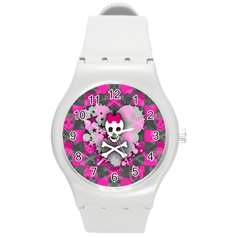 Princess Skull Heart Round Plastic Sport Watch (M) from ArtsNow.com Front