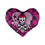 Princess Skull Heart Standard 16  Premium Heart Shape Cushion 