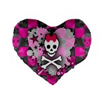 Princess Skull Heart Standard 16  Premium Heart Shape Cushion 