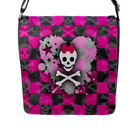 Princess Skull Heart Flap Closure Messenger Bag (L) from ArtsNow.com Front