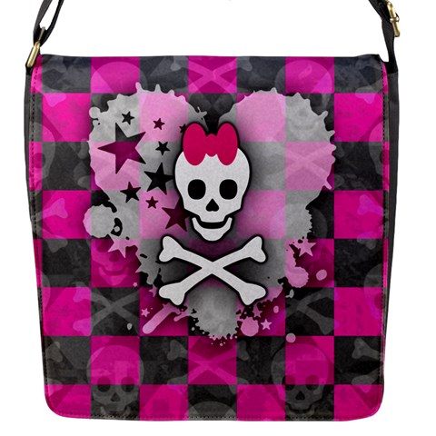 Princess Skull Heart Flap Closure Messenger Bag (S) from ArtsNow.com Front