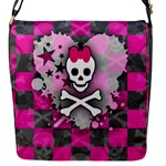 Princess Skull Heart Flap Closure Messenger Bag (S)