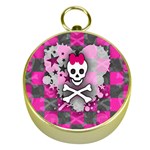 Princess Skull Heart Gold Compass