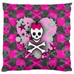 Princess Skull Heart Large Flano Cushion Case (One Side)