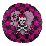 Princess Skull Heart Large 18  Premium Flano Round Cushion 