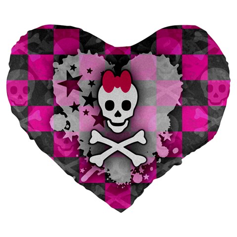 Princess Skull Heart Large 19  Premium Flano Heart Shape Cushion from ArtsNow.com Front