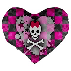 Princess Skull Heart Large 19  Premium Flano Heart Shape Cushion from ArtsNow.com Back