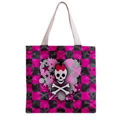 Princess Skull Heart Zipper Grocery Tote Bag from ArtsNow.com Back
