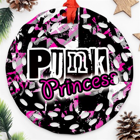 Punk Princess Round Filigree Ornament (Two Sides) from ArtsNow.com Front