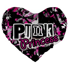 Punk Princess Large 19  Premium Flano Heart Shape Cushion from ArtsNow.com Front