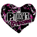 Punk Princess Large 19  Premium Flano Heart Shape Cushion