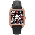 Punk Skull Rose Gold Leather Watch 