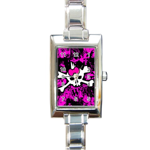 Punk Skull Princess Rectangle Italian Charm Watch from ArtsNow.com Front