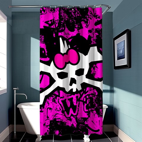Punk Skull Princess Shower Curtain 36  x 72  (Stall) from ArtsNow.com Curtain(36 X72 ) - 33.26 x66.24  Curtain(36 X72 )
