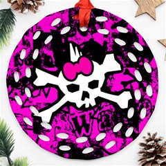 Punk Skull Princess Round Filigree Ornament (Two Sides) from ArtsNow.com Front