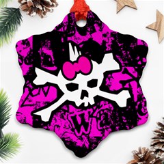 Punk Skull Princess Snowflake Ornament (Two Sides) from ArtsNow.com Front