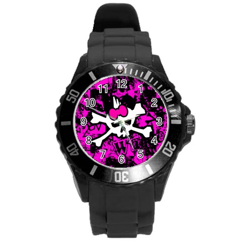 Punk Skull Princess Round Plastic Sport Watch (L) from ArtsNow.com Front