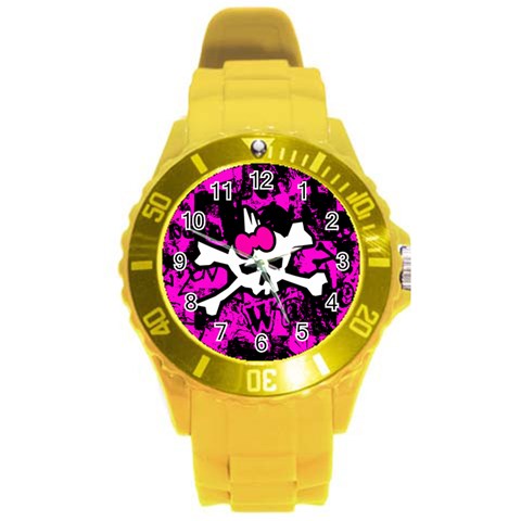 Punk Skull Princess Round Plastic Sport Watch (L) from ArtsNow.com Front