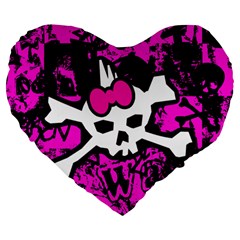 Punk Skull Princess Large 19  Premium Heart Shape Cushion from ArtsNow.com Front