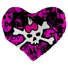 Punk Skull Princess Large 19  Premium Heart Shape Cushion from ArtsNow.com Back