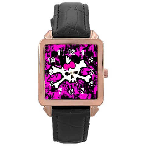 Punk Skull Princess Rose Gold Leather Watch  from ArtsNow.com Front