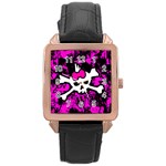 Punk Skull Princess Rose Gold Leather Watch 