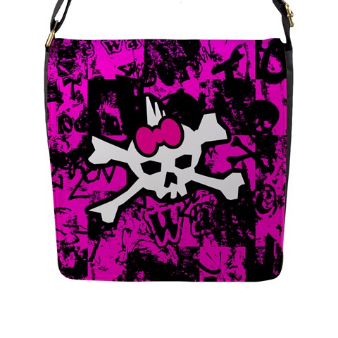 Punk Skull Princess Flap Closure Messenger Bag (L) from ArtsNow.com Front