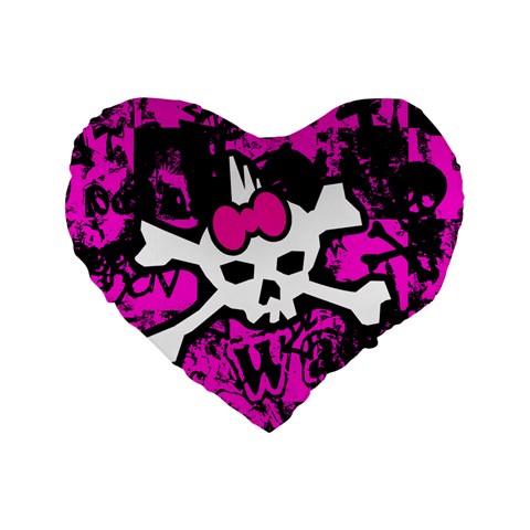 Punk Skull Princess Standard 16  Premium Flano Heart Shape Cushion  from ArtsNow.com Front
