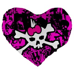 Punk Skull Princess Large 19  Premium Flano Heart Shape Cushion from ArtsNow.com Front