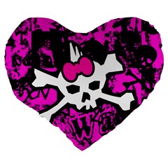 Punk Skull Princess Large 19  Premium Flano Heart Shape Cushion from ArtsNow.com Back