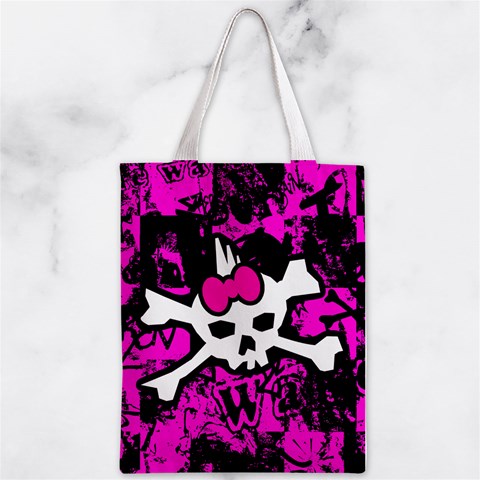 Punk Skull Princess Zipper Classic Tote Bag from ArtsNow.com Front
