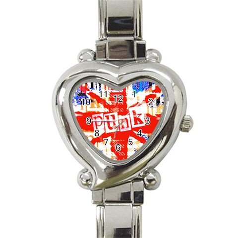 Punk Union Jack Heart Italian Charm Watch from ArtsNow.com Front