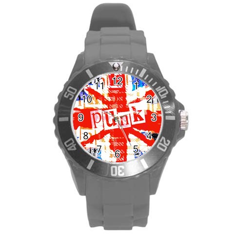 Punk Union Jack Round Plastic Sport Watch (L) from ArtsNow.com Front