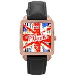 Punk Union Jack Rose Gold Leather Watch 