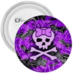 Purple Girly Skull 3  Button