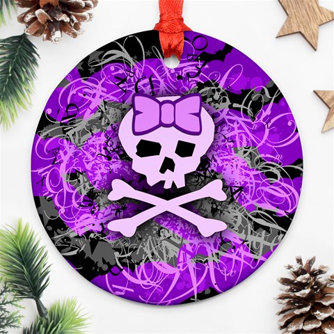 Purple Girly Skull Ornament (Round) from ArtsNow.com Front