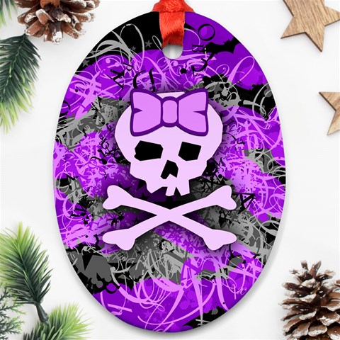 Purple Girly Skull Ornament (Oval) from ArtsNow.com Front