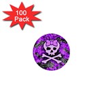 Purple Girly Skull 1  Mini Button (100 pack) 