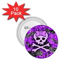 Purple Girly Skull 1.75  Button (10 pack) 