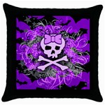 Purple Girly Skull Throw Pillow Case (Black)