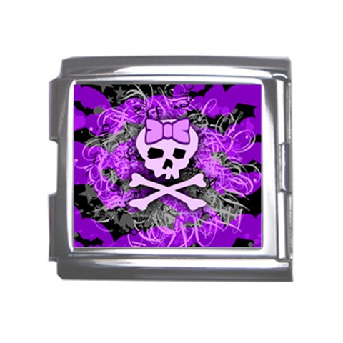 Purple Girly Skull Mega Link Italian Charm (18mm) from ArtsNow.com Front