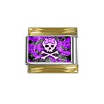 Purple Girly Skull Gold Trim Italian Charm (9mm)