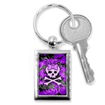 Purple Girly Skull Key Chain (Rectangle)