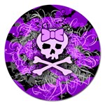 Purple Girly Skull Magnet 5  (Round)