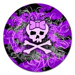 Purple Girly Skull Magnet 5  (Round)