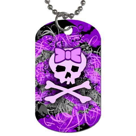 Purple Girly Skull Dog Tag (One Side) from ArtsNow.com Front